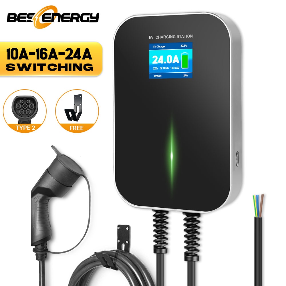Estación de carga para vehículos eléctricos, cargador Ev Tipo 2 EVSE Wallbox, interruptor de corriente 10A / 16A / 24A IEC 621962 Estación de carga para vehículos eléctricos, cargador Ev Tipo 2 EVSE Wallbox, interruptor de corriente 10A / 16A / 24A IEC 621962