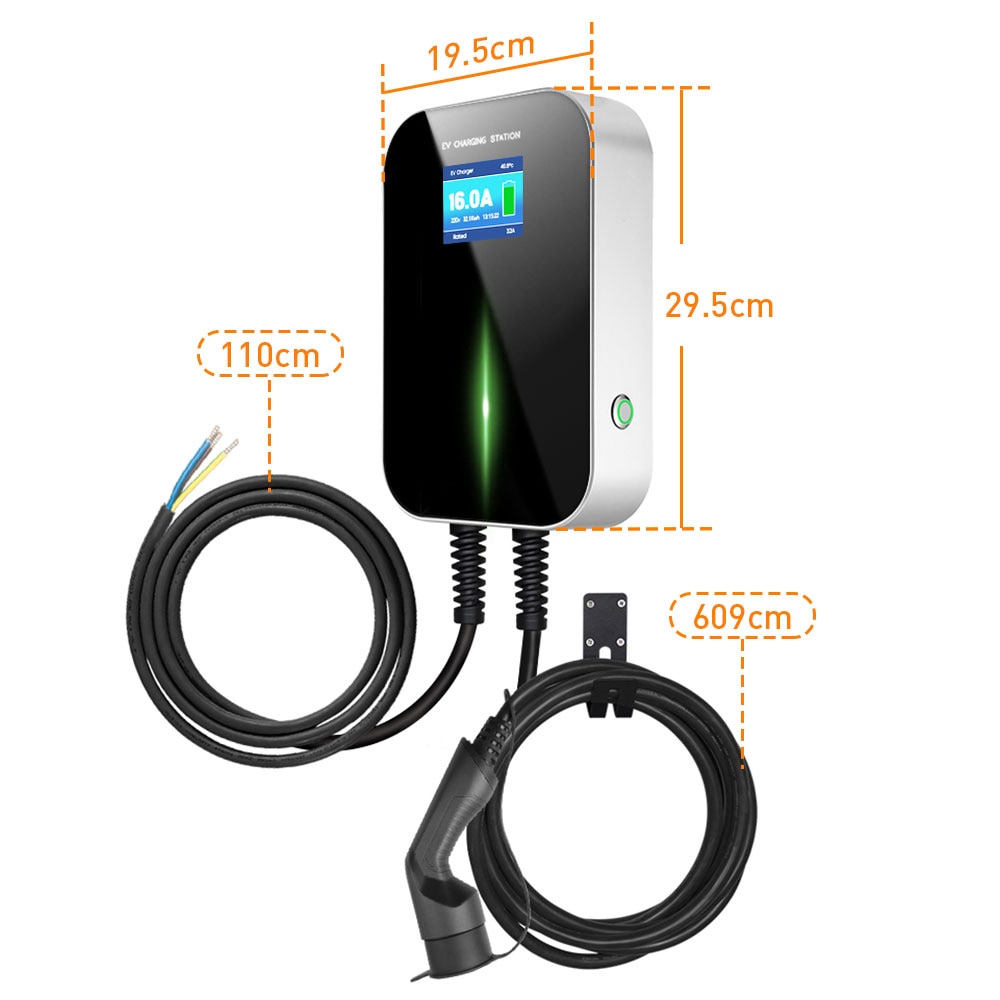 Estación de carga para vehículos eléctricos, cargador Ev Tipo 2 EVSE Wallbox, interruptor de corriente 10A / 16A / 24A IEC 621962 Estación de carga para vehículos eléctricos, cargador Ev Tipo 2 EVSE Wallbox, interruptor de corriente 10A / 16A / 24A IEC 621962
