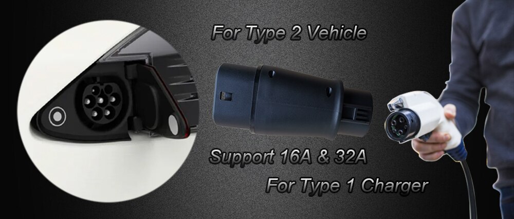 Duosida-adaptador EVSE EV 32A J1772, tipo 1 a tipo 2, Conector de carga para cargador de vehículo eléctrico