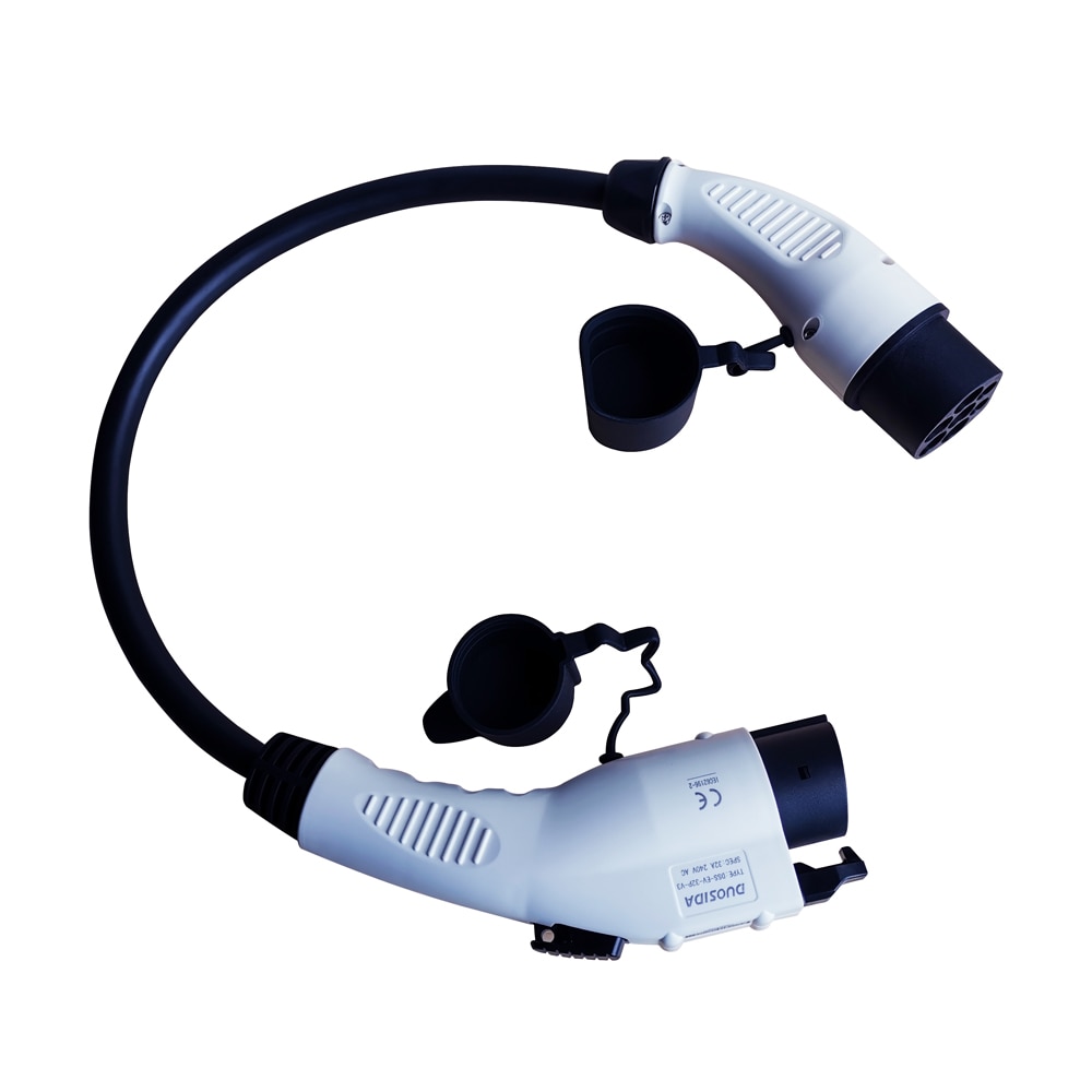 Duosida-adaptador EVSE EV SAE J1772 tipo 1 a tipo 2, conector adaptador de Cable de carga para coche eléctrico, 16A, 32A, 0,5 m Duosida-adaptador EVSE EV SAE J1772 tipo 1 a tipo 2, conector adaptador de Cable de carga para coche eléctrico, 16A, 32A, 0,5 m