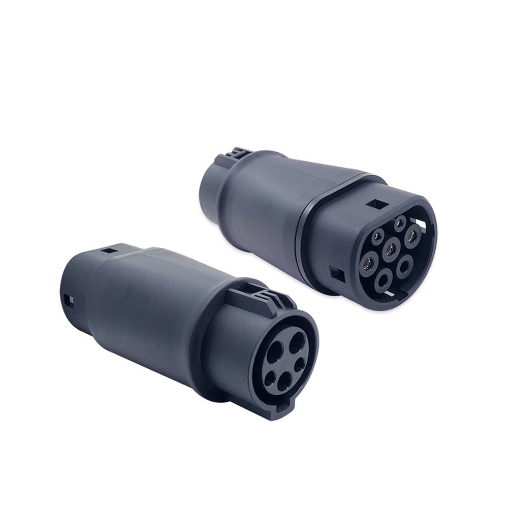 Barril adaptador J1772 tipo 1 a IEC 62196 tipo 2, estación de carga del conector del cargador EV para coches eléctricos laterales, 32A Barril adaptador J1772 tipo 1 a IEC 62196 tipo 2, estación de carga del conector del cargador EV para coches eléctricos laterales, 32A