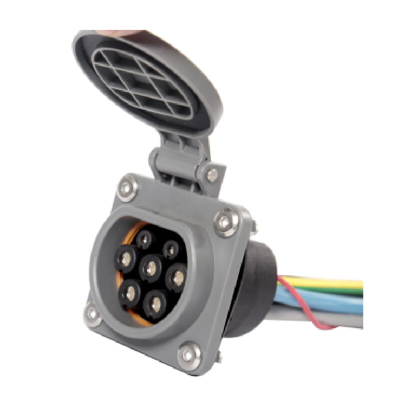 Enchufe hembra tipo 2 para estación de carga EV EVSE 32A 16A, 3 fases IEC 62196, con cubierta Enchufe hembra tipo 2 para estación de carga EV EVSE 32A 16A, 3 fases IEC 62196, con cubierta
