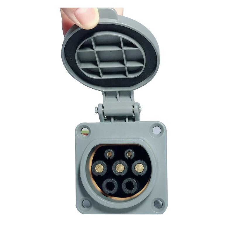 Enchufe hembra tipo 2 para estación de carga EV EVSE 32A 16A, 3 fases IEC 62196, con cubierta Enchufe hembra tipo 2 para estación de carga EV EVSE 32A 16A, 3 fases IEC 62196, con cubierta