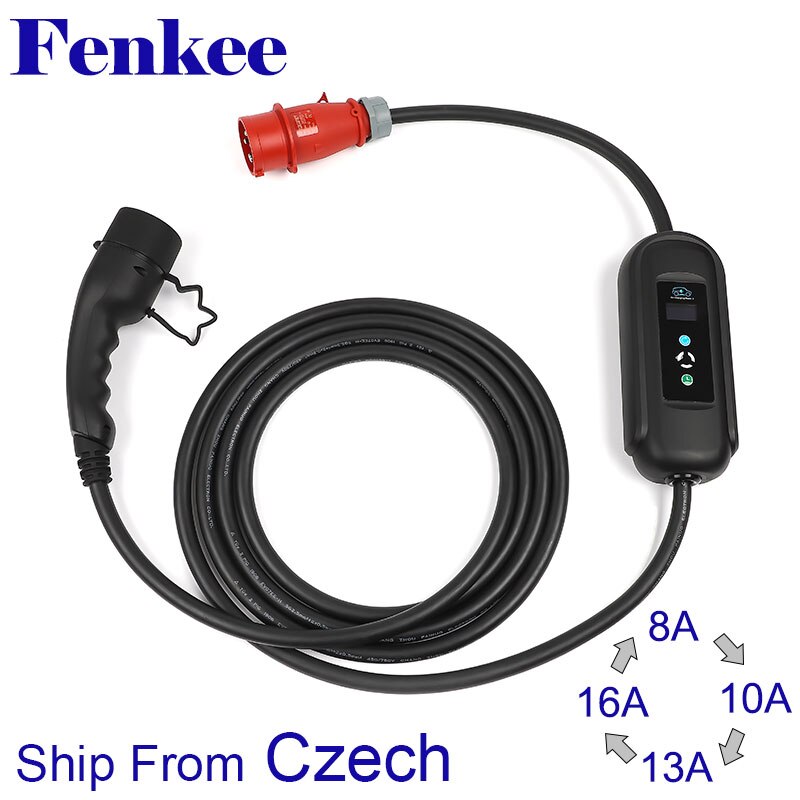 Estación de carga Ev, cargador de coche eléctrico EVSE wallbox Nivel 2, 11KW, 16A, 3 fases iec 62196, tipo 2, cable de 5M