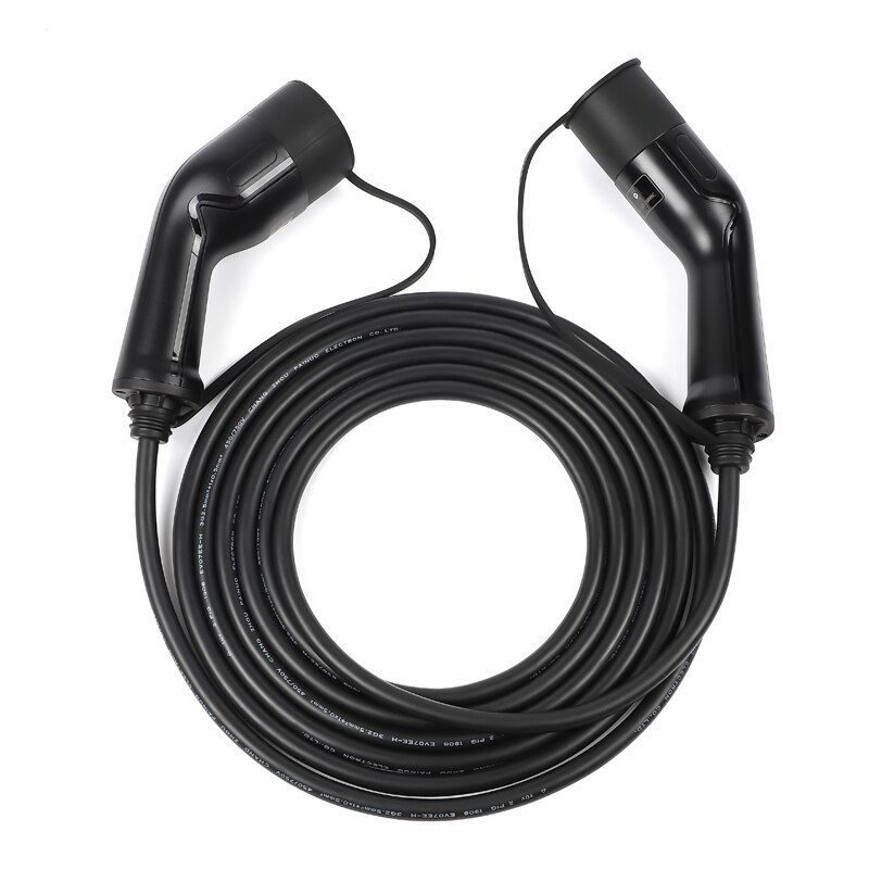 Cable de carga para coches eléctricos, Tipo 2 a Tipo 2, 16Amp/32Amp, 17 pies(5 metros) EV 22KW, Cable trifásico para vehículo eléctrico, estación de carga tipo 2, enchufe hembra a macho IEC 62196