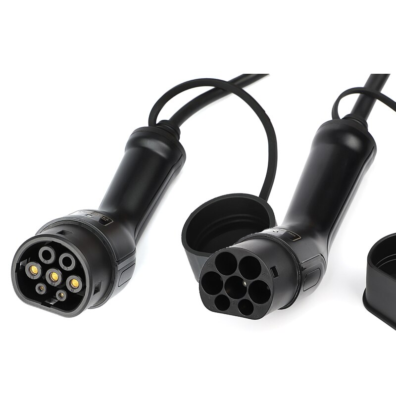 Cable de carga para coches eléctricos, Tipo 2 a Tipo 2, 16Amp/32Amp, 17 pies(5 metros) EV 22KW, Cable trifásico para vehículo eléctrico, estación de carga tipo 2, enchufe hembra a macho IEC 62196
