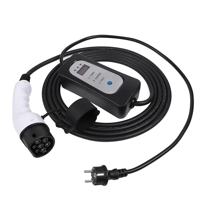Mennekes-cargador EV tipo 2 para coche eléctrico Schuko, Cable de carga ev de 5 metros, cargador portátil de 8A/10A/13A/16A ajustable