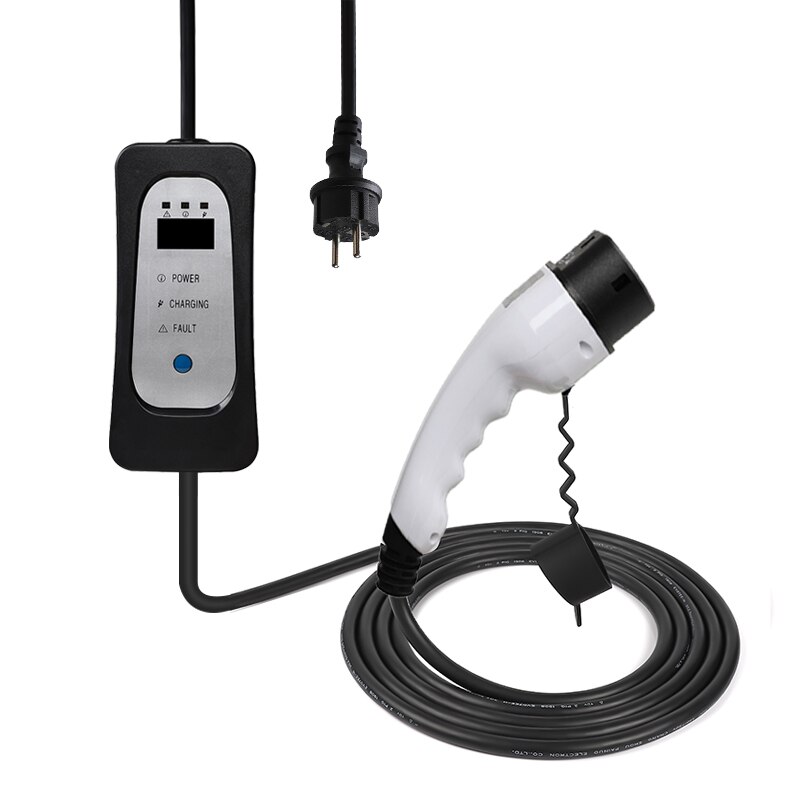 Mennekes-cargador EV tipo 2 para coche eléctrico Schuko, Cable de carga ev de 5 metros, cargador portátil de 8A/10A/13A/16A ajustable
