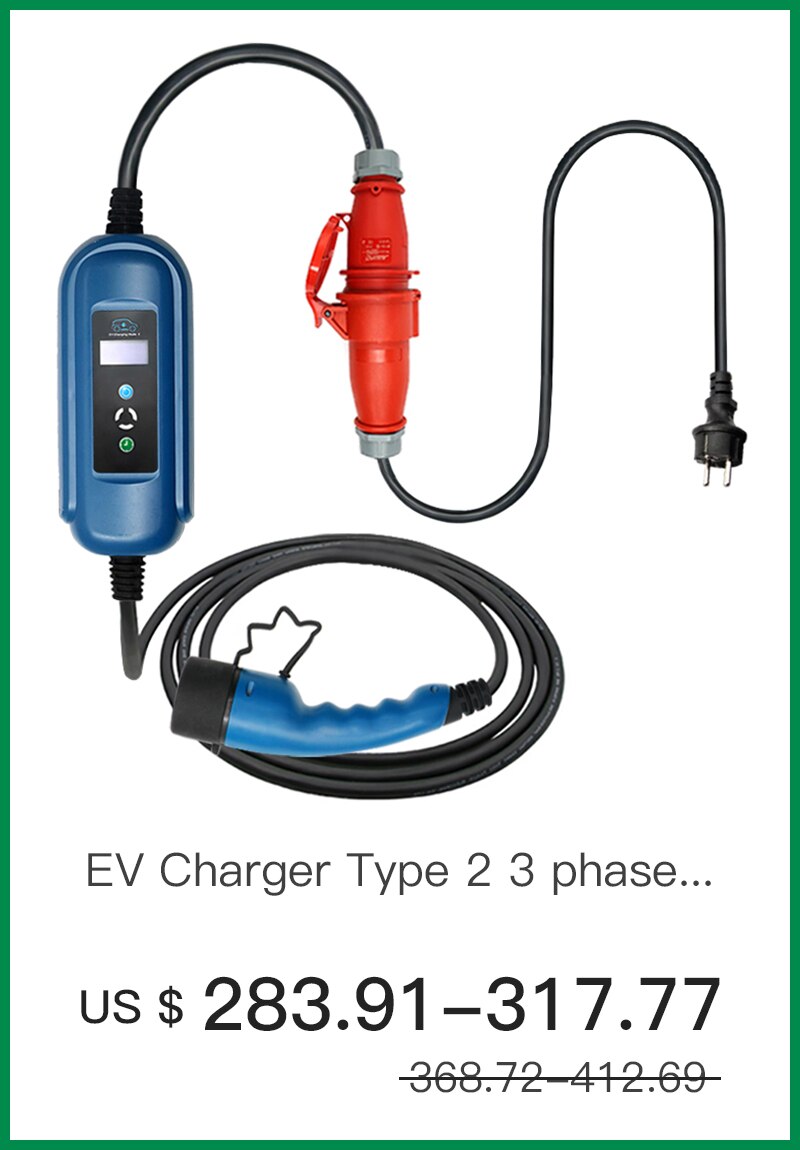 Wallbox-cargador portátil de coche eléctrico, dispositivo de carga de 16A, 3 fases, nivel 2, CA Ev, 11kw Evse, tipo 2 IEC62196, tipo 1