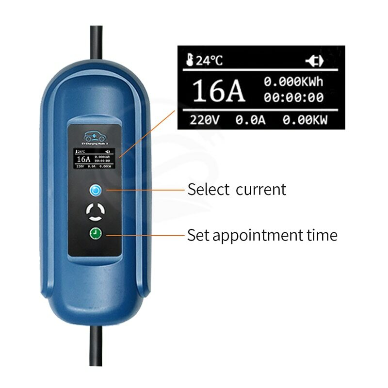 Wallbox-cargador portátil de coche eléctrico, dispositivo de carga de 16A, 3 fases, nivel 2, CA Ev, 11kw Evse, tipo 2 IEC62196, tipo 1
