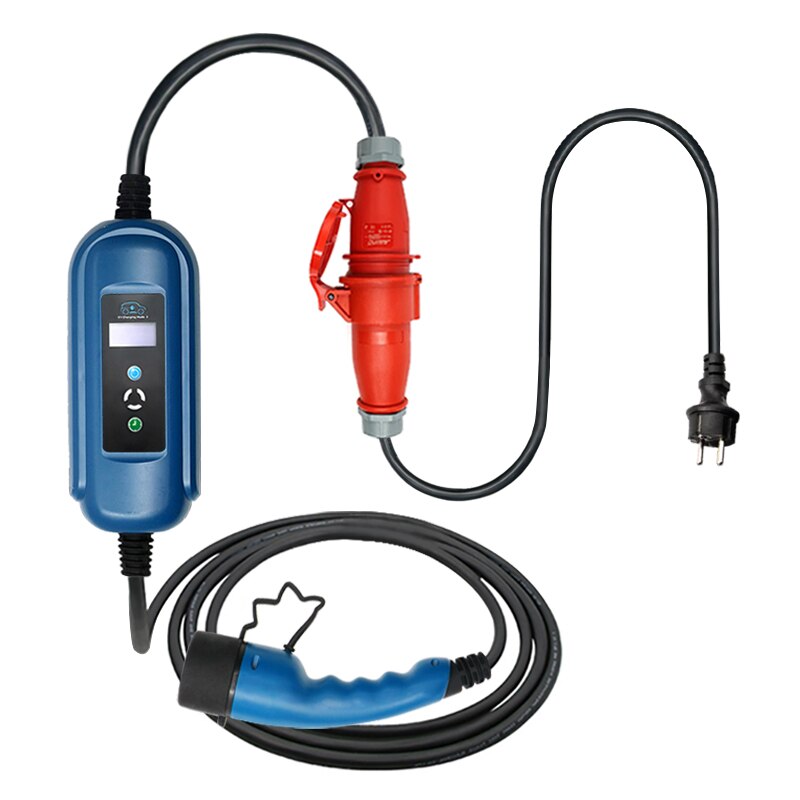 Wallbox-cargador portátil de coche eléctrico, dispositivo de carga de 16A, 3 fases, nivel 2, CA Ev, 11kw Evse, tipo 2 IEC62196, tipo 1