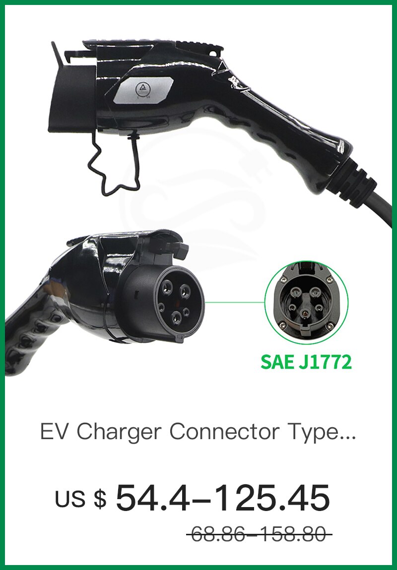 Wallbox-cargador portátil de coche eléctrico, dispositivo de carga de 16A, 3 fases, nivel 2, CA Ev, 11kw Evse, tipo 2 IEC62196, tipo 1