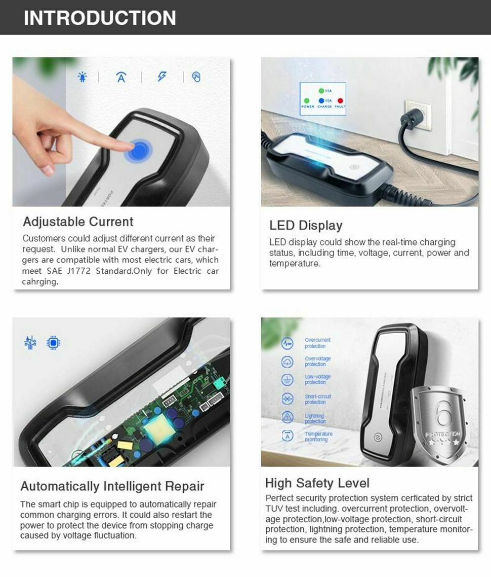 EVSE-cargador de coche eléctrico tipo 2 IP65 10A/16A, caja de carga EV portátil, Cable IEC 62196-2 220V, estación de carga para vehículo eléctrico