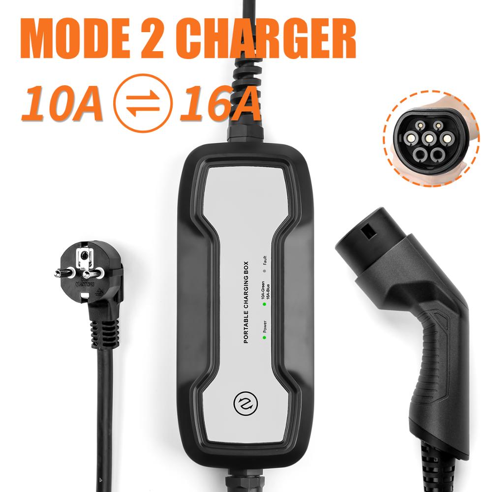 EVSE-cargador de coche eléctrico tipo 2 IP65 10A/16A, caja de carga EV portátil, Cable IEC 62196-2 220V, estación de carga para vehículo eléctrico EVSE-cargador de coche eléctrico tipo 2 IP65 10A/16A, caja de carga EV portátil, Cable IEC 62196-2 220V, estación de carga para vehículo eléctrico