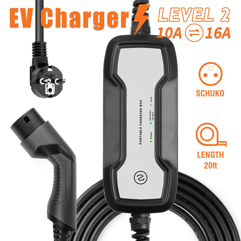 EVSE-cargador de coche eléctrico tipo 2 IP65 10A/16A, caja de carga EV portátil, Cable IEC 62196-2 220V, estación de carga para vehículo eléctrico