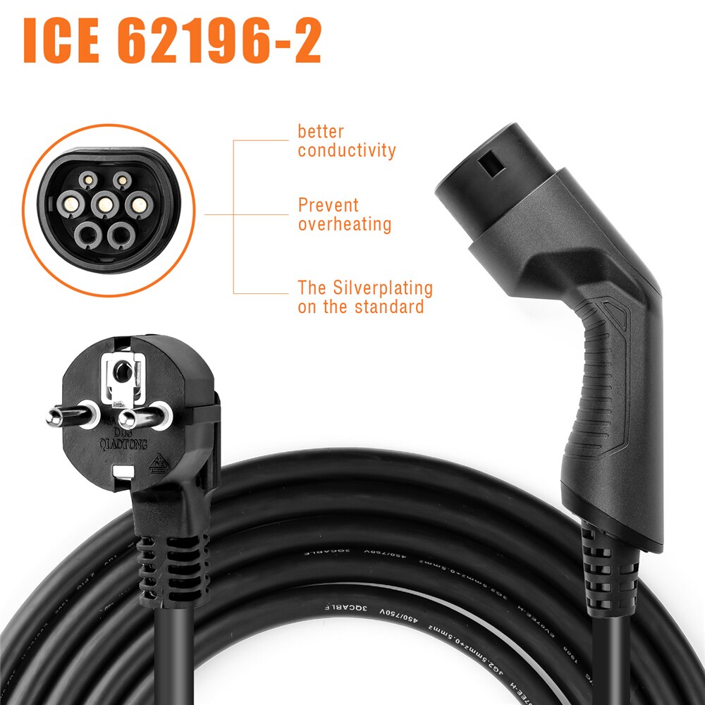 EVSE-cargador de coche eléctrico tipo 2 IP65 10A/16A, caja de carga EV portátil, Cable IEC 62196-2 220V, estación de carga para vehículo eléctrico