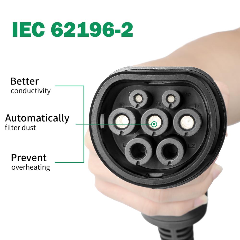 Estación de carga para vehículos eléctricos, cargador de coche de 32A EVSE Wallbox EV, montado en la pared, IP66, tipo 2, Cable IEC 62196-2, nivel 2, 240V, 7,6 kW Estación de carga para vehículos eléctricos, cargador de coche de 32A EVSE Wallbox EV, montado en la pared, IP66, tipo 2, Cable IEC 62196-2, nivel 2, 240V, 7,6 kW