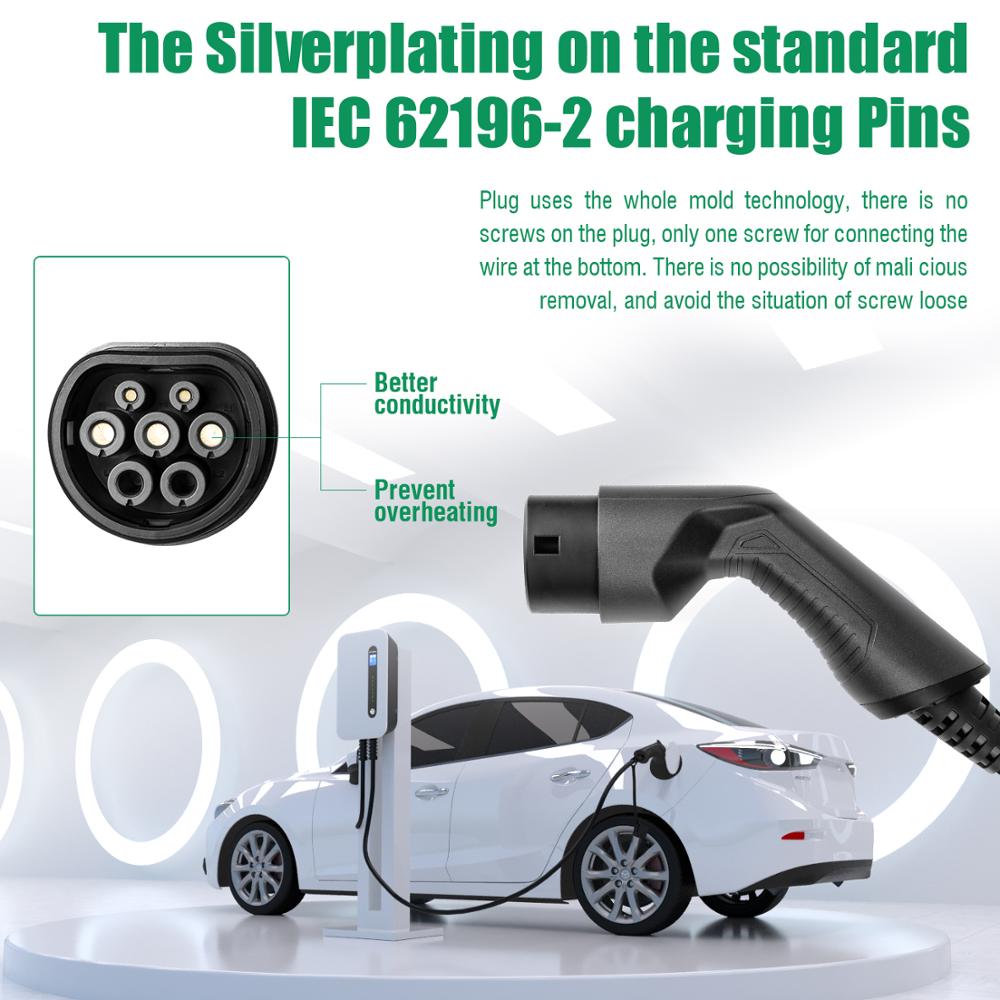 Estación de carga para vehículos eléctricos, cargador de coche de 32A EVSE Wallbox EV, montado en la pared, IP66, tipo 2, Cable IEC 62196-2, nivel 2, 240V, 7,6 kW Estación de carga para vehículos eléctricos, cargador de coche de 32A EVSE Wallbox EV, montado en la pared, IP66, tipo 2, Cable IEC 62196-2, nivel 2, 240V, 7,6 kW