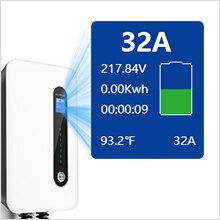 Estación de carga para vehículos eléctricos, cargador de coche de 32A EVSE Wallbox EV, montado en la pared, IP66, tipo 2, Cable IEC 62196-2, nivel 2, 240V, 7,6 kW
