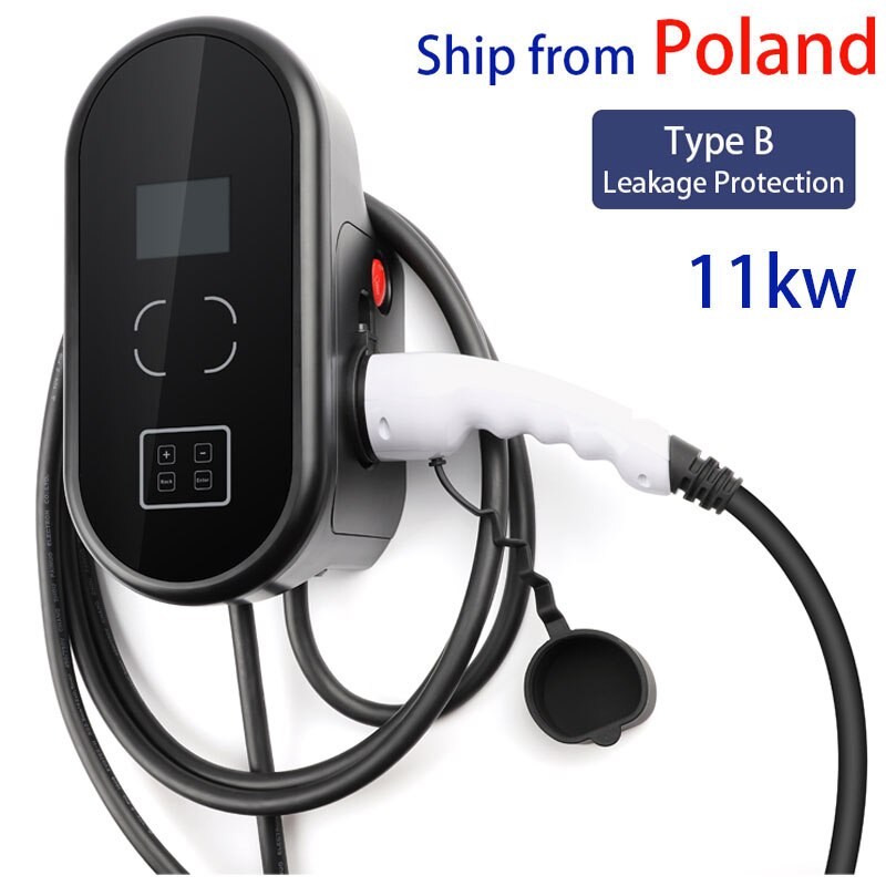 Estación de carga para vehículos eléctricos, cargador EV EVSE Wallbox con cable tipo 2 16a, 3 fases IEC 62196-2