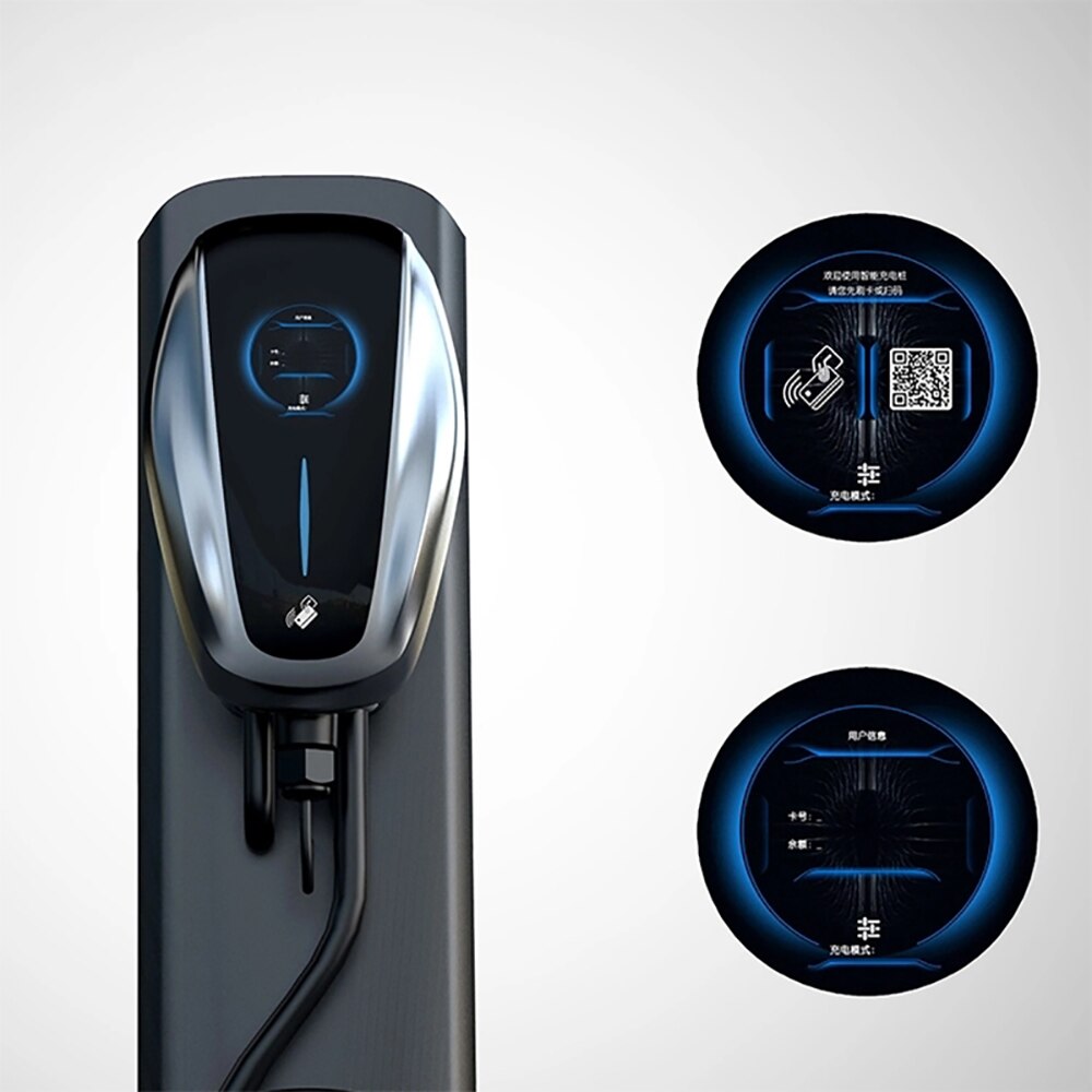 Estación de carga monofásica para vehículo eléctrico, cargador EV de 32A y 7KW tipo 2 con RFID, Cable de 3,5 M, EVSE, Wallbox IEC 62196-2